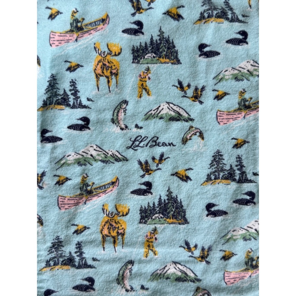L.L.Bean Outdoor Pajama Lounge Pants Women's Small Blue Moose Lake Cabin Print - Picture 4 of 12